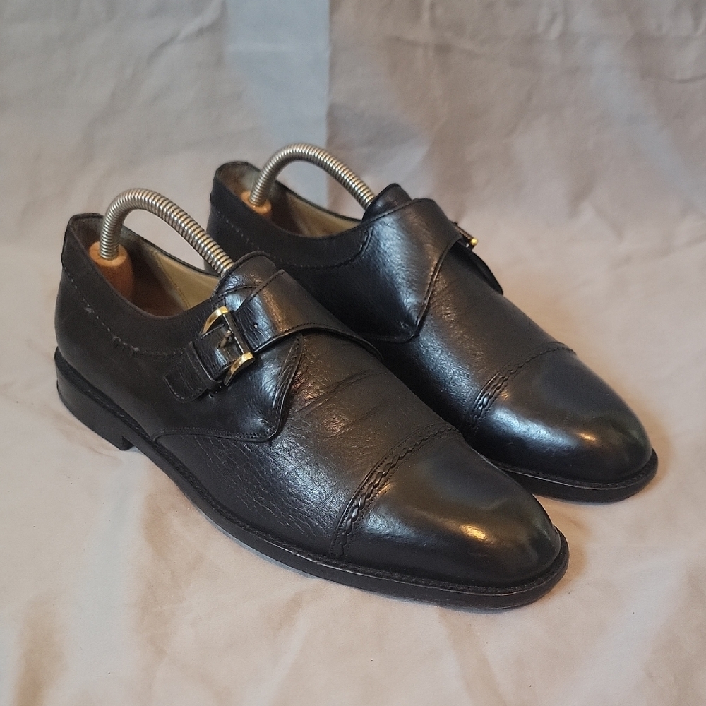Mezlan Black Oxfords with Cap Toe and Polished Finish
